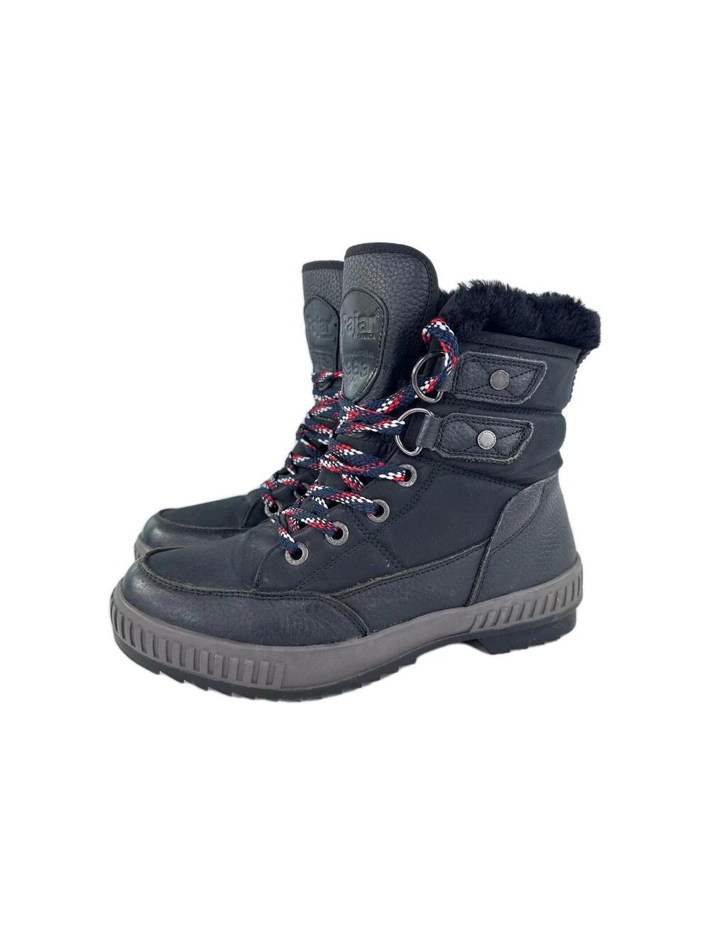 Pajar Canada Dala Faux Fur Lined Boot US 9 -9.5 Black Lace-Up Winter Snow Boots